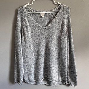 Baby blue woven deep v-neck sweater